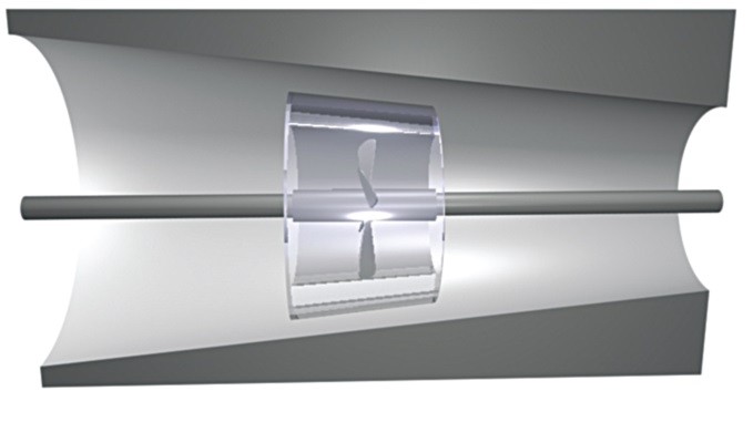 Obr. 1. Hydromechanický model memristoru [2]